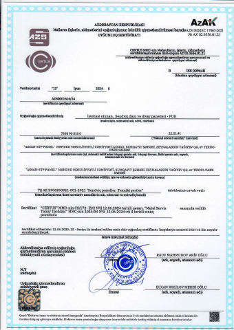 PUR Uyğunluq Sertifikatı